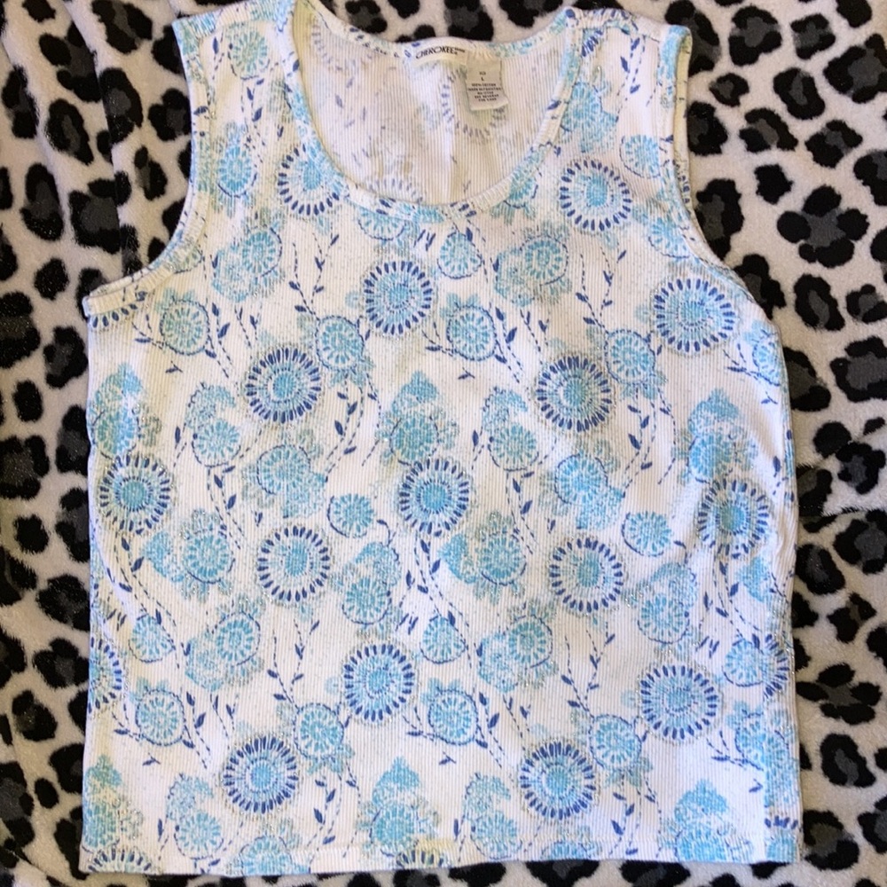 🌻5/$15🦩Cherokee blue floral tank. Size large